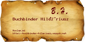 Buchbinder Hiláriusz névjegykártya